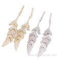 cz bar earring sterling silver gold plated earring